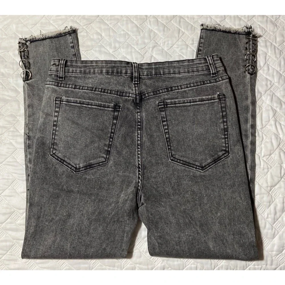 POL Jeans POL pants sexy edgy grey black jeans stretch denim NEW womens large
